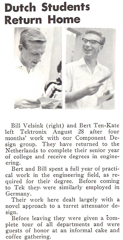 Two men, Bill Velsink and Bert Ten-Kate, posing for a photo.