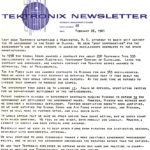Newsletter announcing Tektronix's acquisition of a computer systems company.