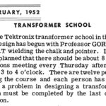 A typed document titled 'Transformer School' from 1952 with instructions and schedule details.