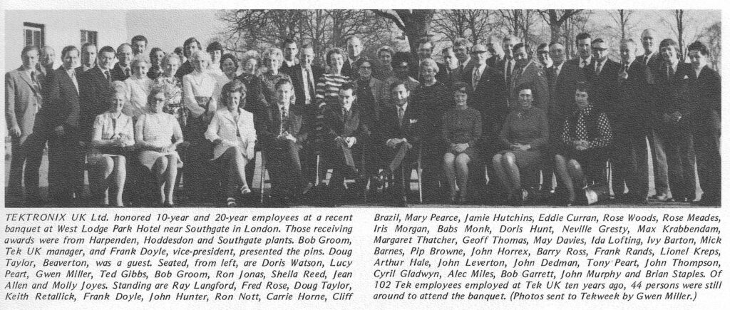 A large group of employees posed for a reunion photo in 1970.