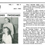 Black-and-white photo of two men with a text article about 'Phonix Twosomes.'