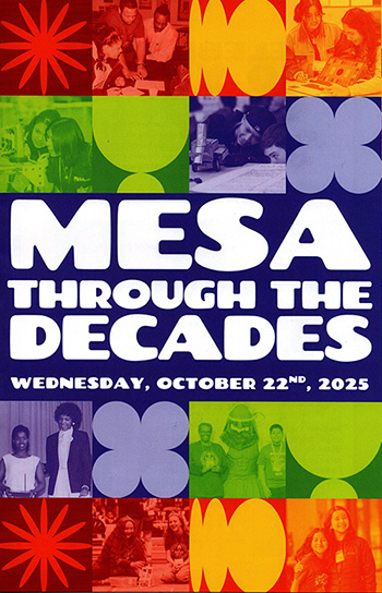 Colorful MESA Through the Decades event poster