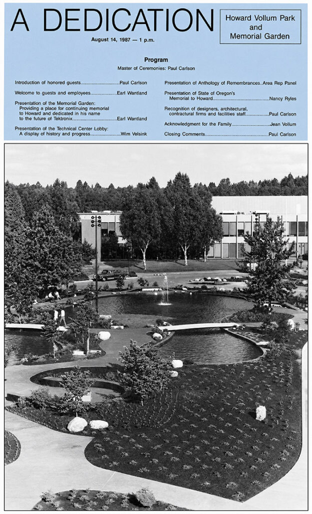 Howard Vollum Park and Memorial Garden dedication